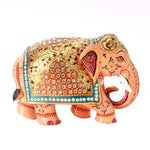 Wooden Elephant With Stone Work