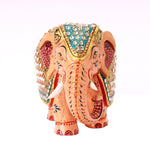 Wooden Elephant With Stone Work