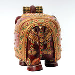 Wooden Elephant With Stone Work