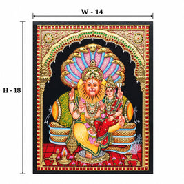 Handcrafted Tanjore Painting of Lakshmi Narasimha with 22K Gold Foil – 14 × 18 Inches
