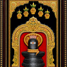 Embossed Lord Malleshwara Swamy Tanjore Painting 36 × 24 Inches | Handmade 22K Gold Foil Wall Art