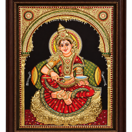 Annapoorneshwari Tanjore Painting with 22K Gold Foil – 24 × 18 Inches