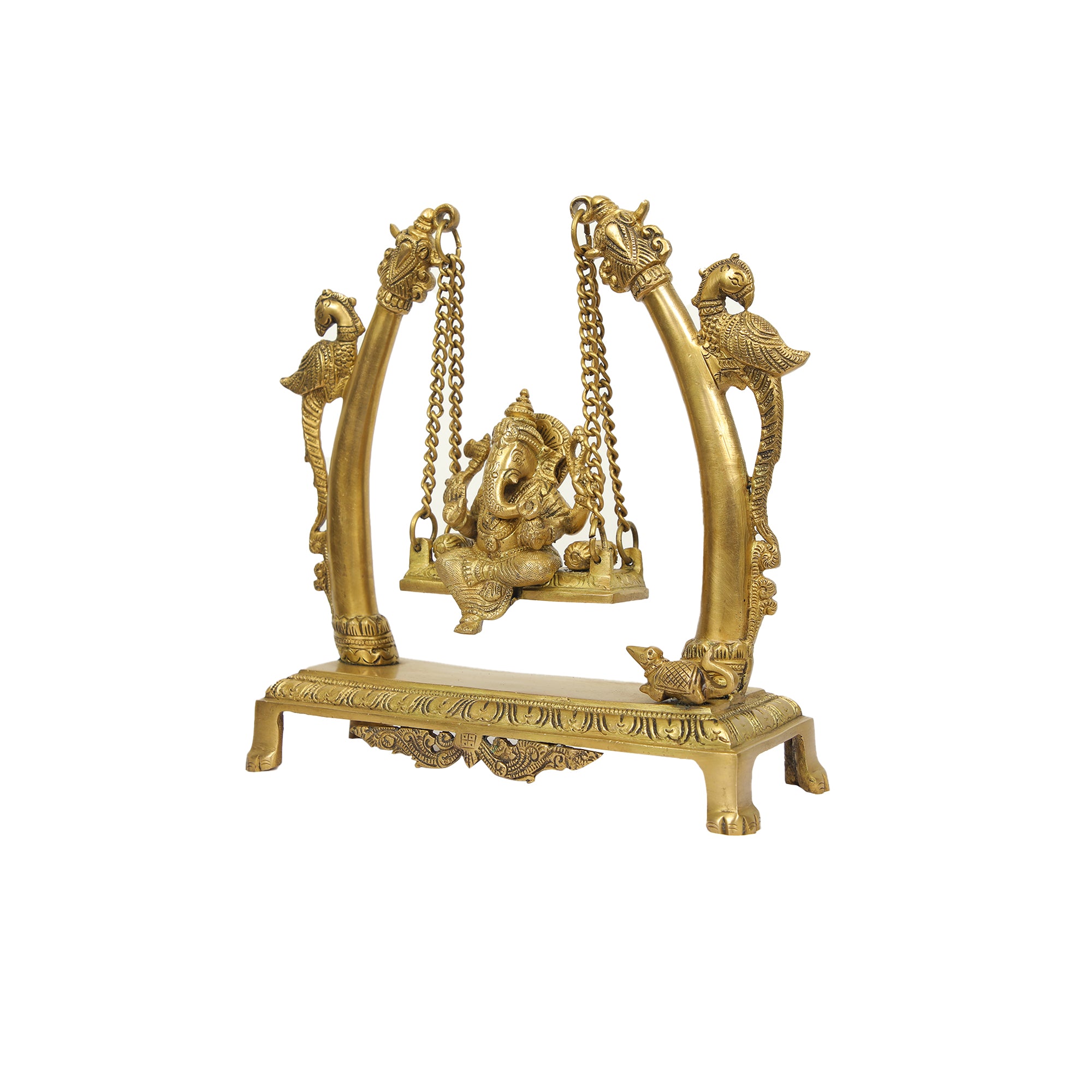BRASS GANESHA PARROT SWING