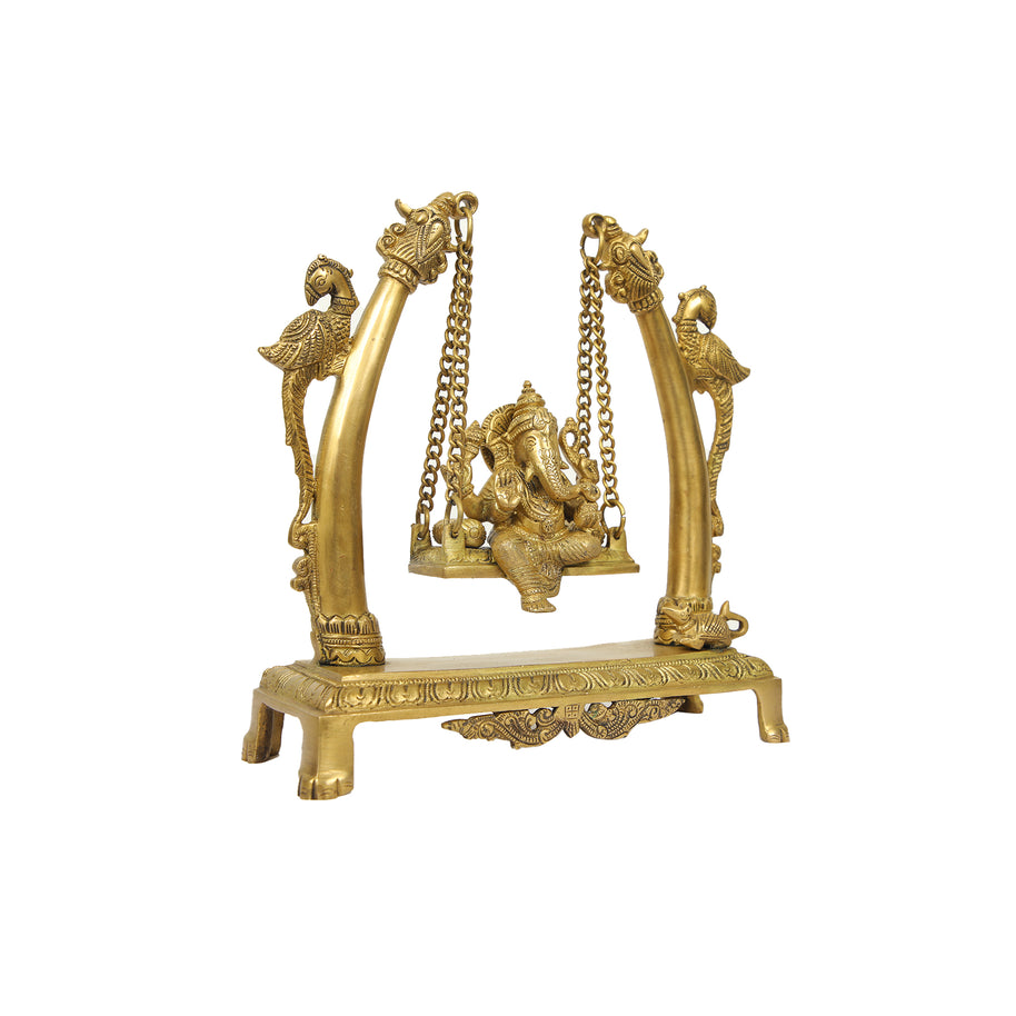 BRASS GANESHA PARROT SWING