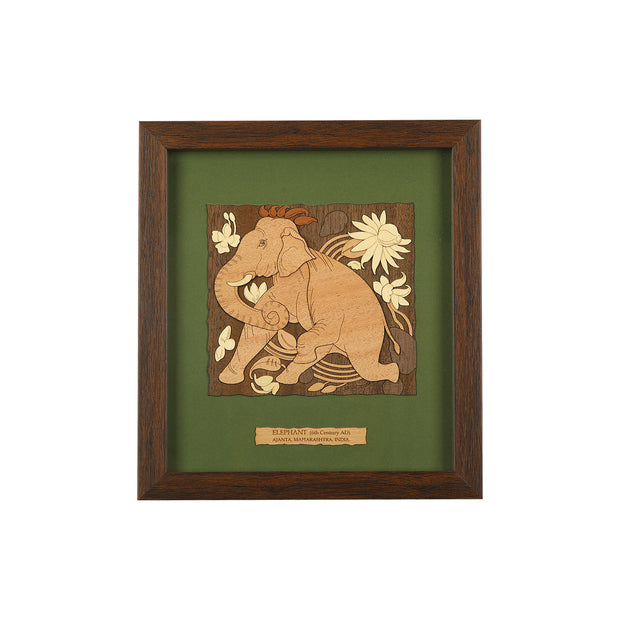 Ajanta Elephant Wooden Carving Frame
