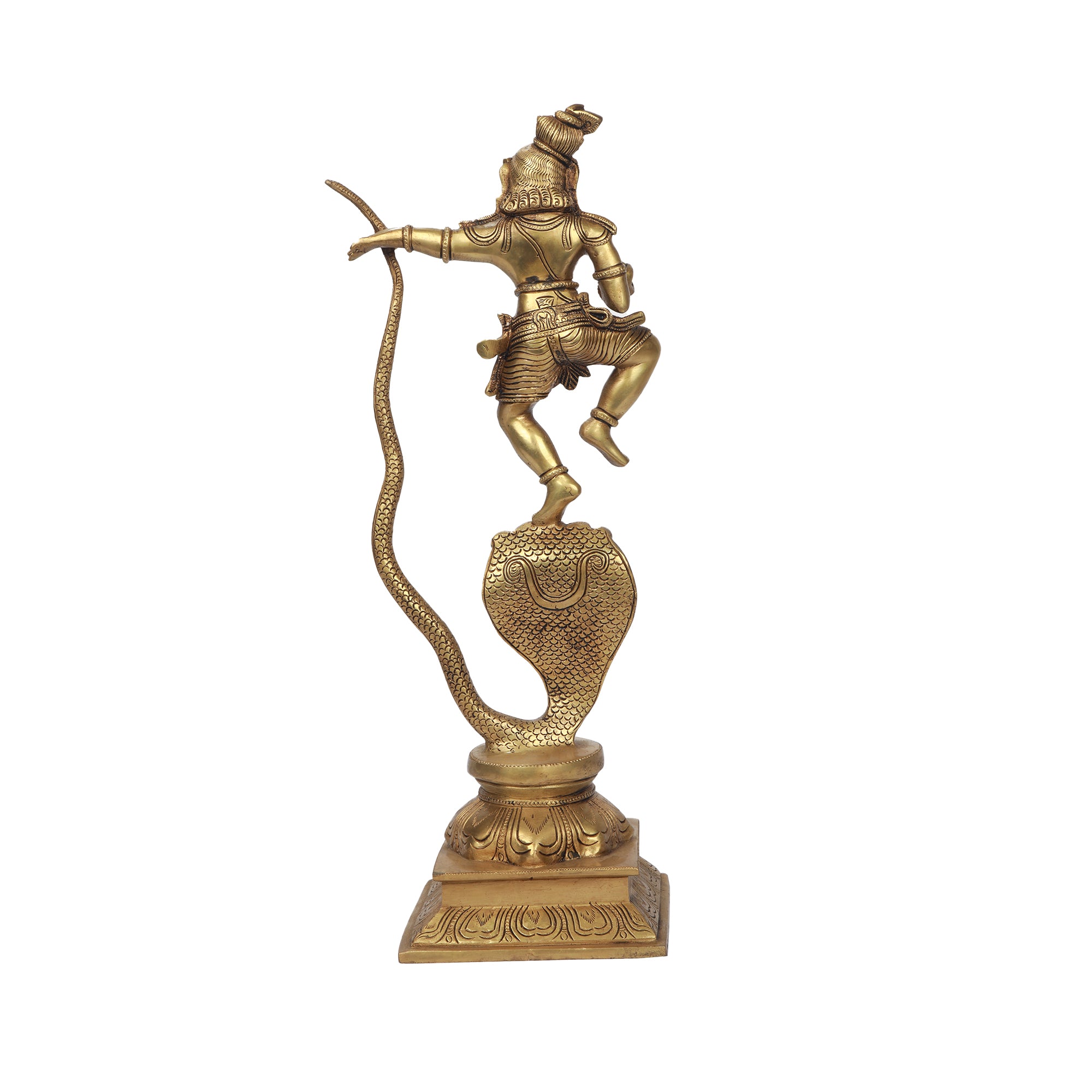 Handmade Brass Kalinga Krishna Idol Depicting The Serpent Dance For Spiritual Inspiration