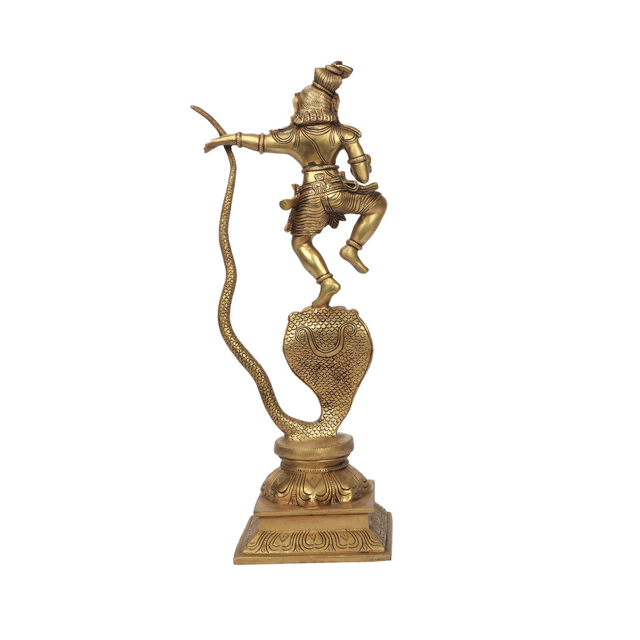 Handmade Brass Kalinga Krishna Idol Depicting The Serpent Dance For Spiritual Inspiration
