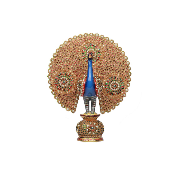 wood 12in  Peacock Moti Work