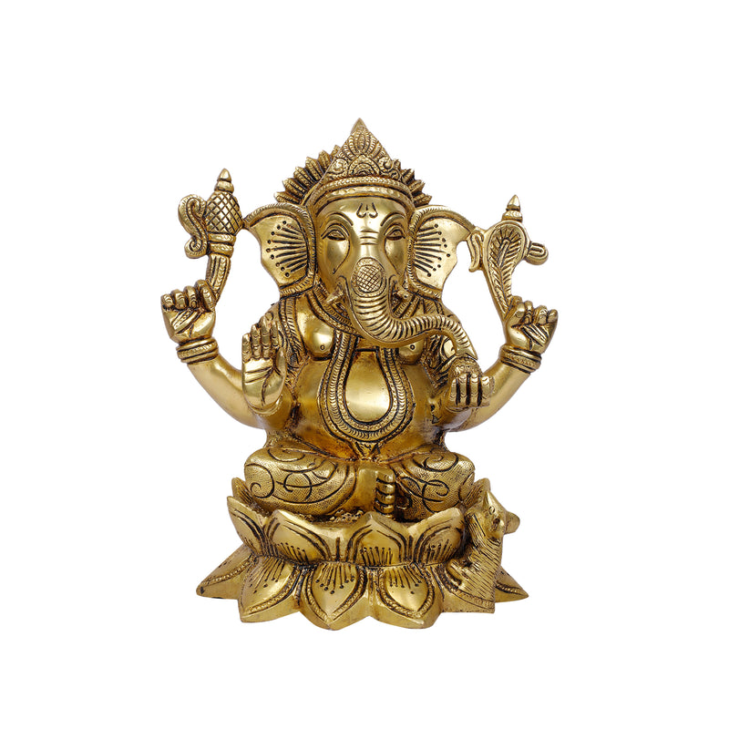 Brass Lotus Ganesh