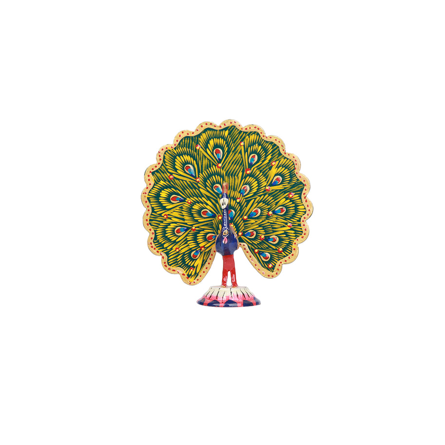 Colorful Handcrafted Wooden Peacock Decorative Showpiece