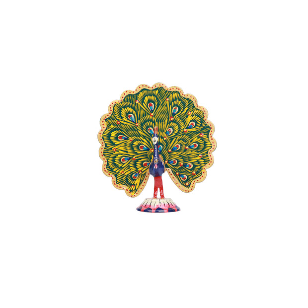 Colorful Handcrafted Wooden Peacock Decorative Showpiece