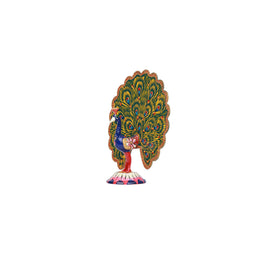 Colorful Handcrafted Wooden Peacock Decorative Showpiece