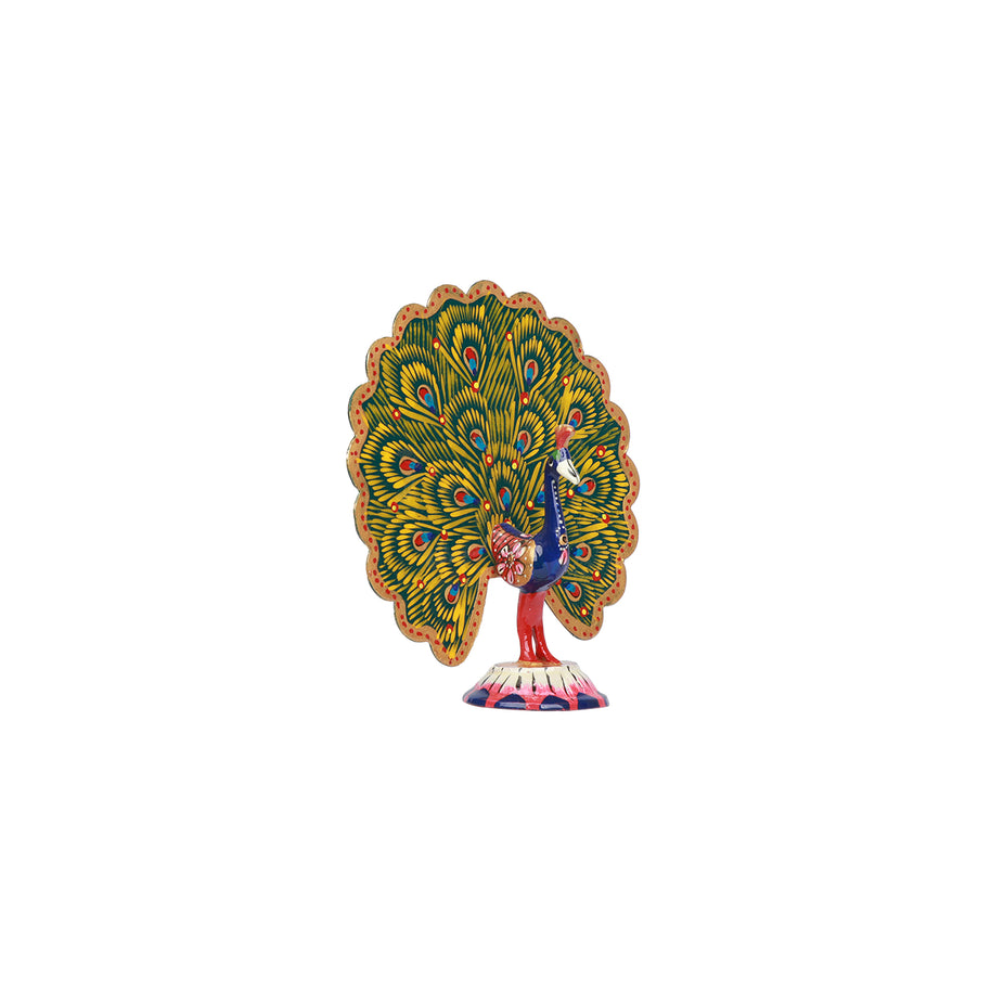 Colorful Handcrafted Wooden Peacock Decorative Showpiece