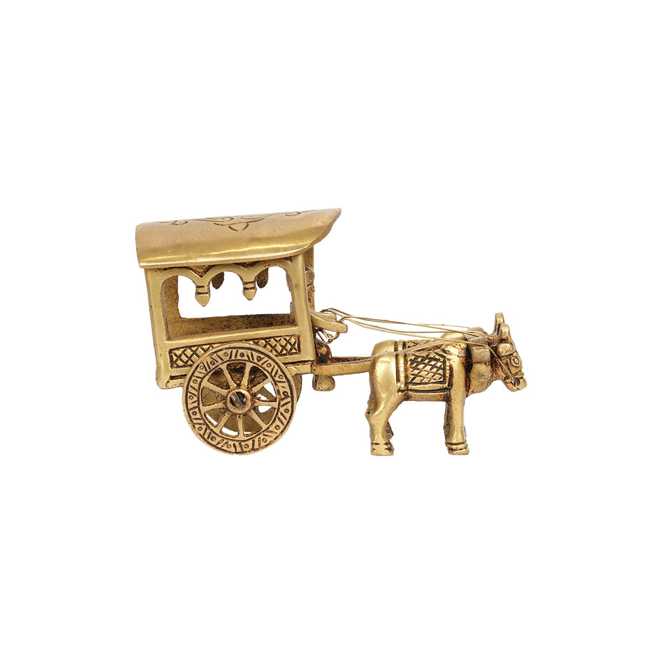 Handcrafted Brass Bullock Cart Statue