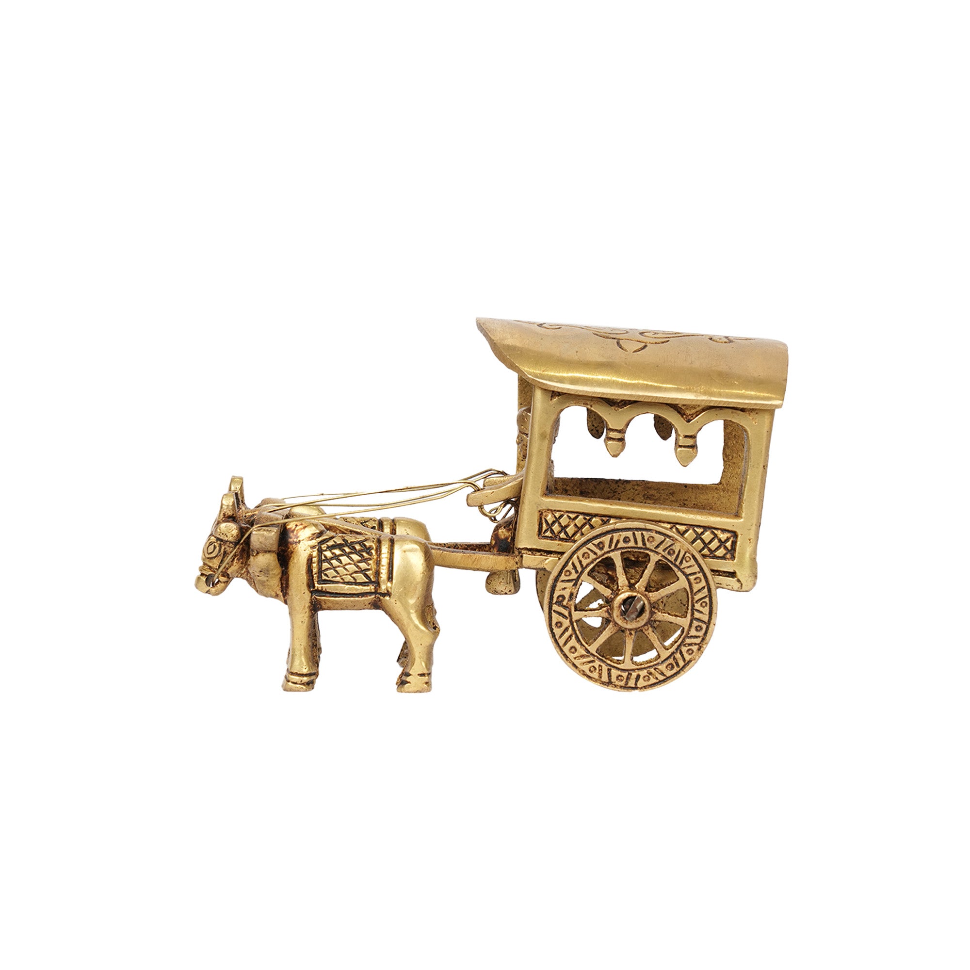 Handcrafted Brass Bullock Cart Statue