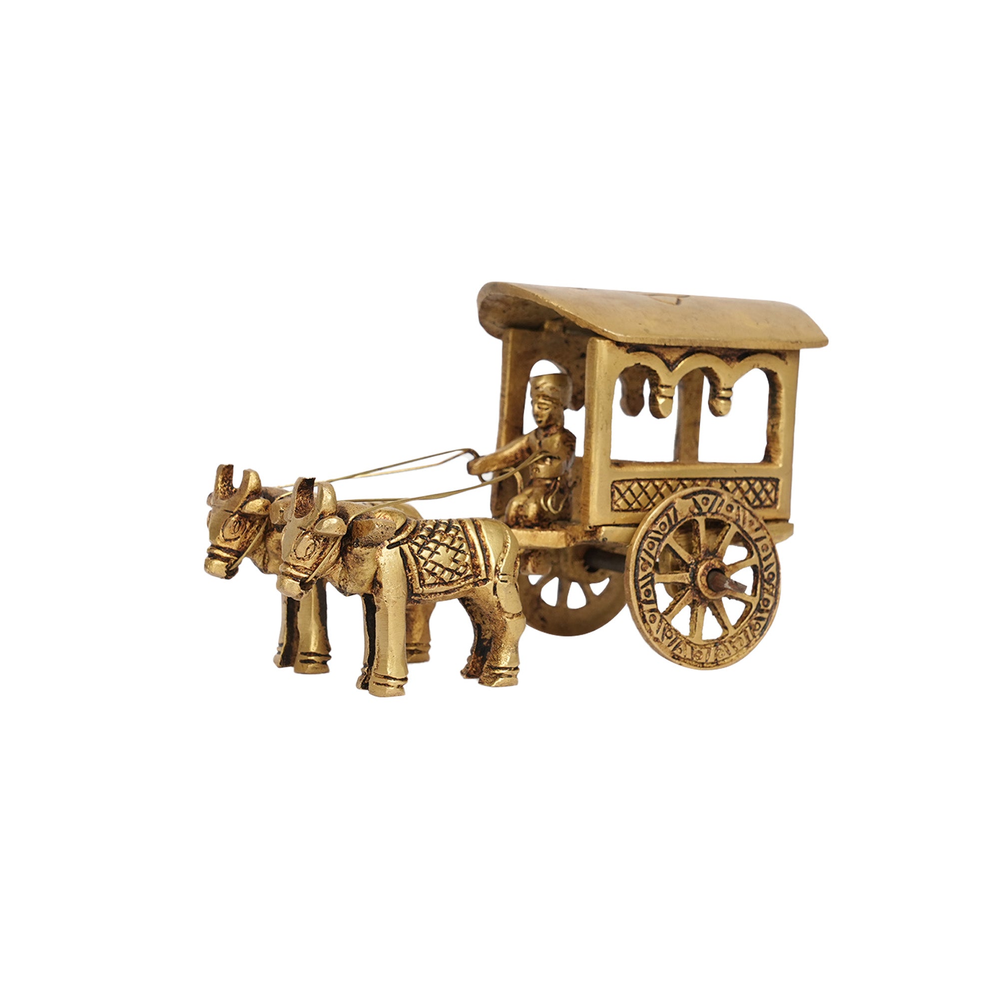 Handcrafted Brass Bullock Cart Statue