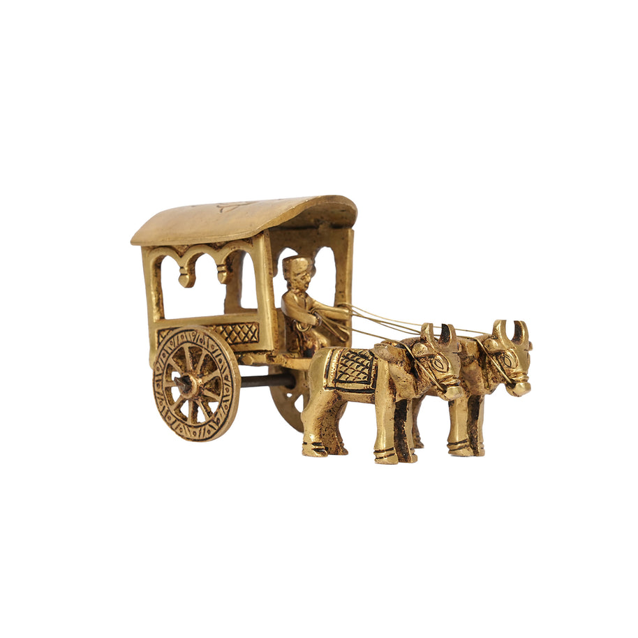 Handcrafted Brass Bullock Cart Statue