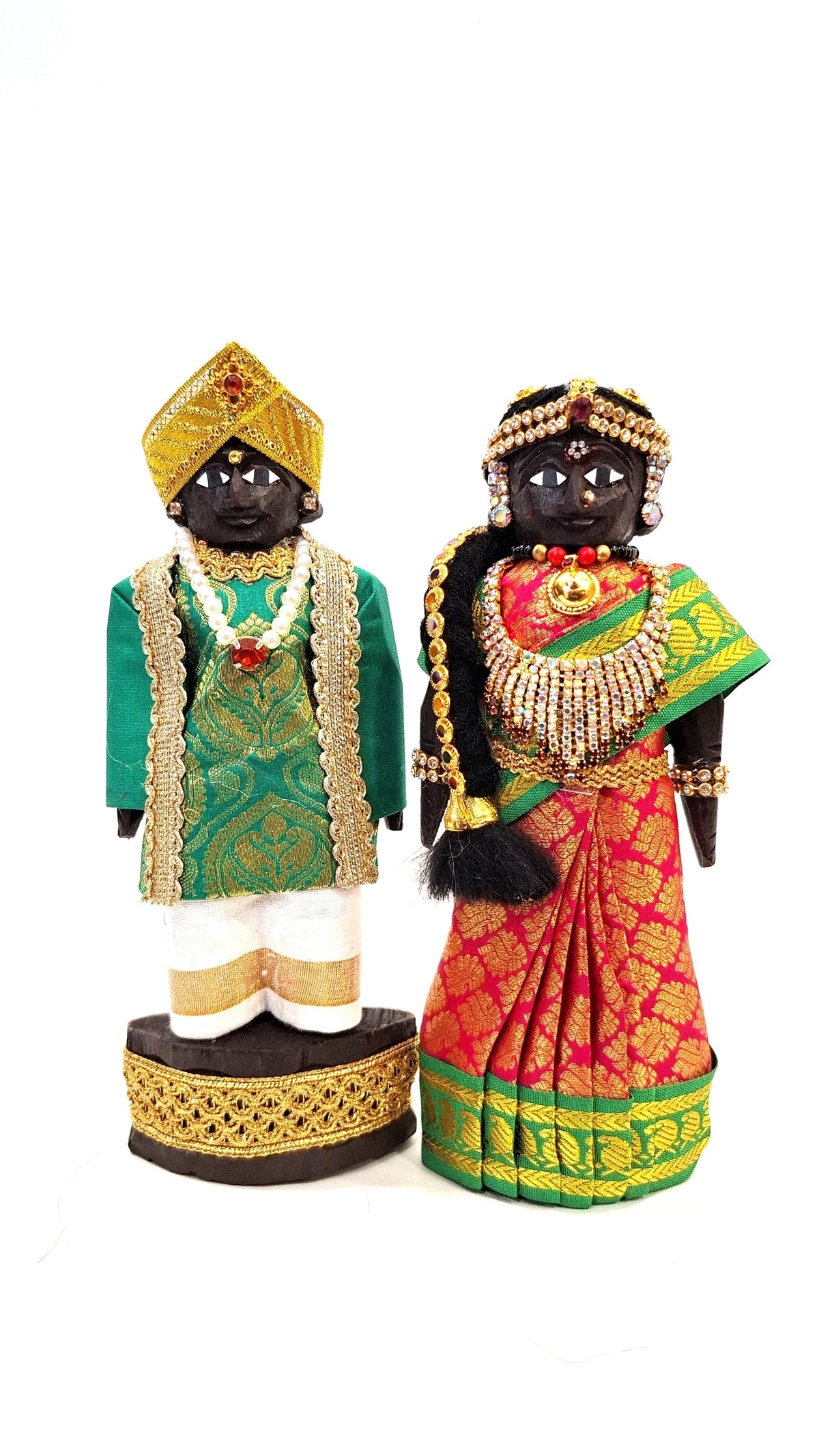 Handcrafted Wooden Traditional Dolls – Red & Green – 7