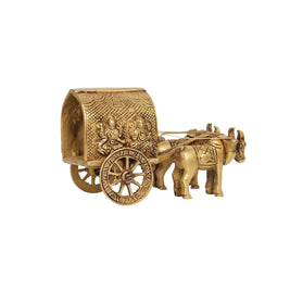 Brass Bullock Cart with Lakshmi And Ganesha Idol