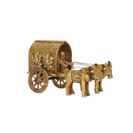 Brass Bullock Cart with Lakshmi And Ganesha Idol