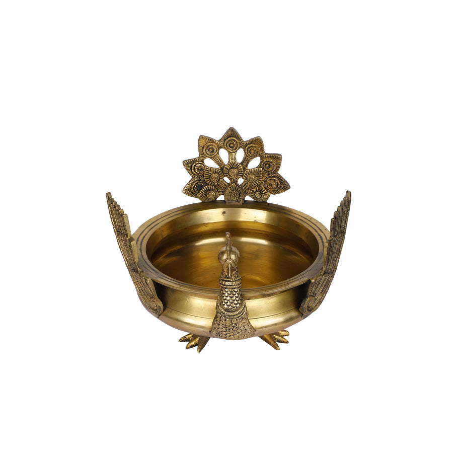 Brass Peacock Urli