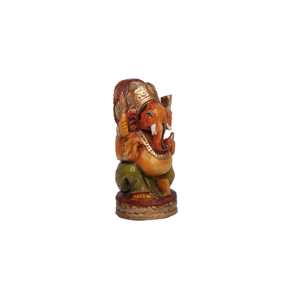 Wood Ganesha with painting