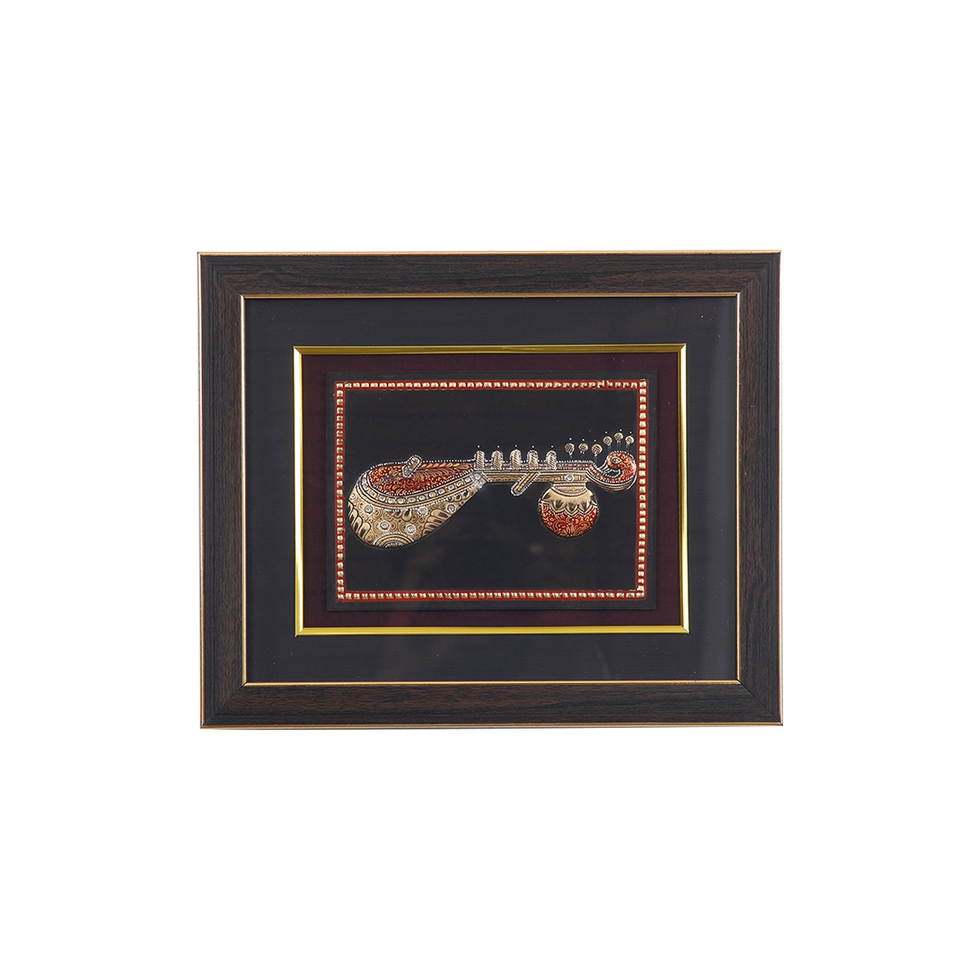 Veena Tanjore Style Framed Painting for Wall Decor