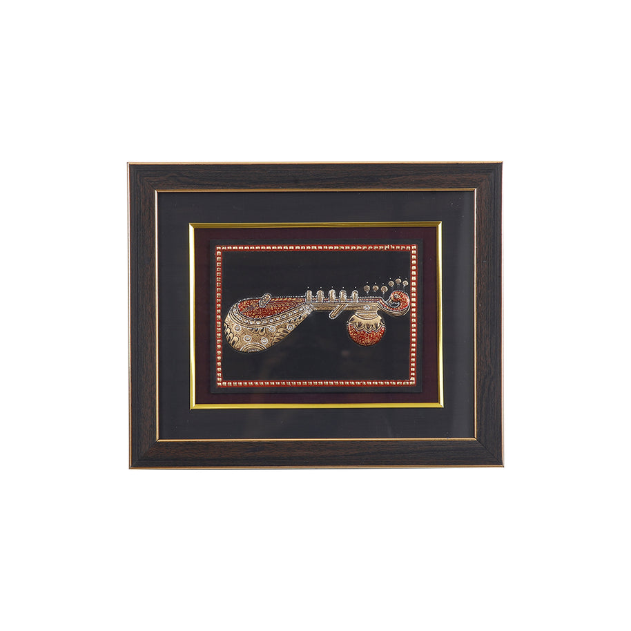 Veena Tanjore Style Framed Painting for Wall Decor