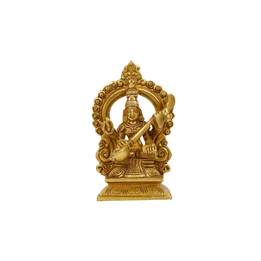 brass Goddess Saraswati idol 