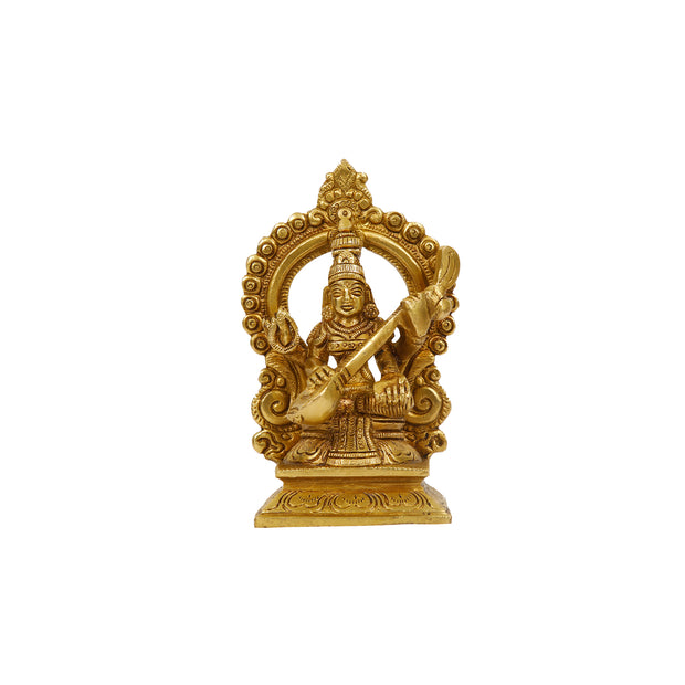 brass Goddess Saraswati idol 