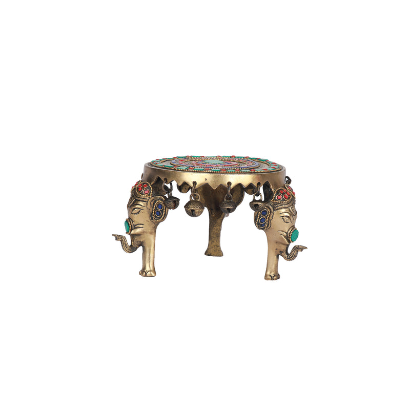 Brass Elephant Chowki with bells
