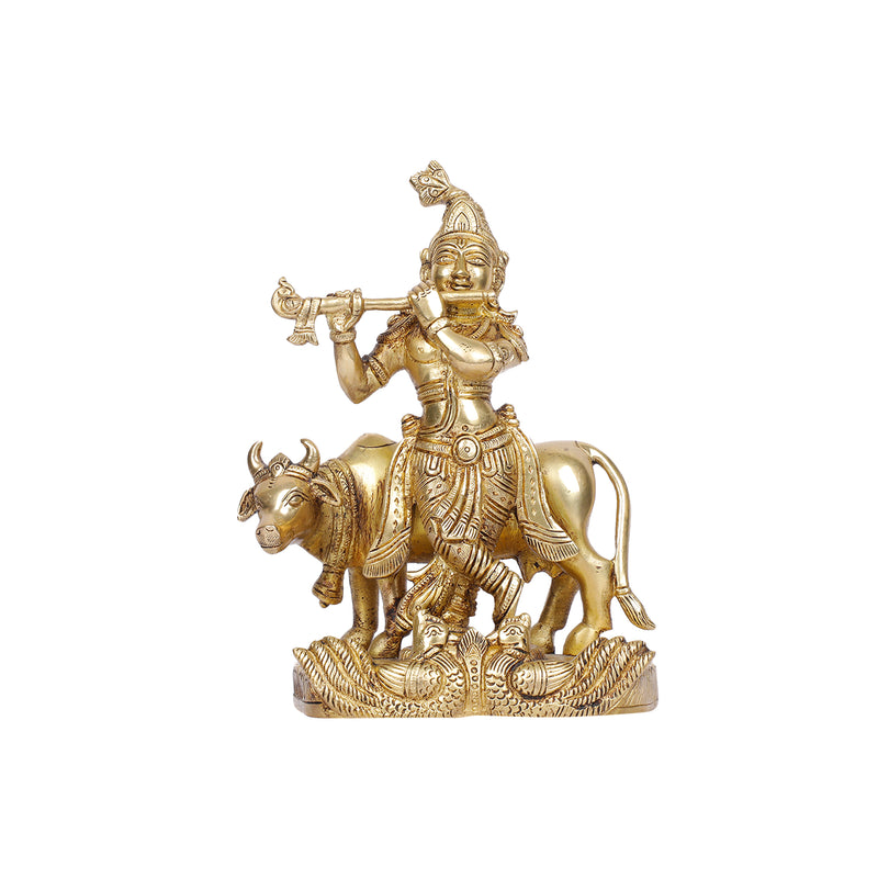 Brass Cow Krishna