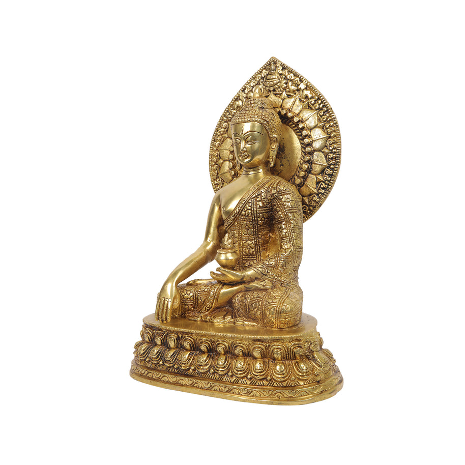 Brass Buddha Sitting On Base