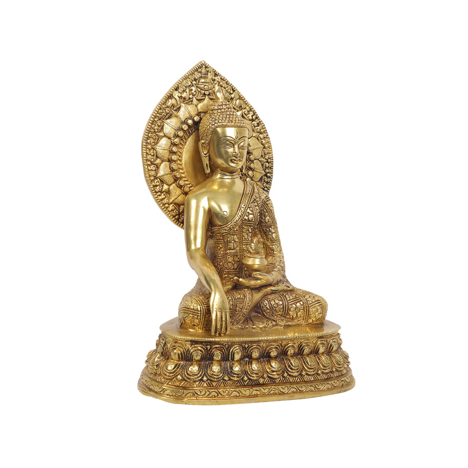 Brass Buddha Sitting On Base