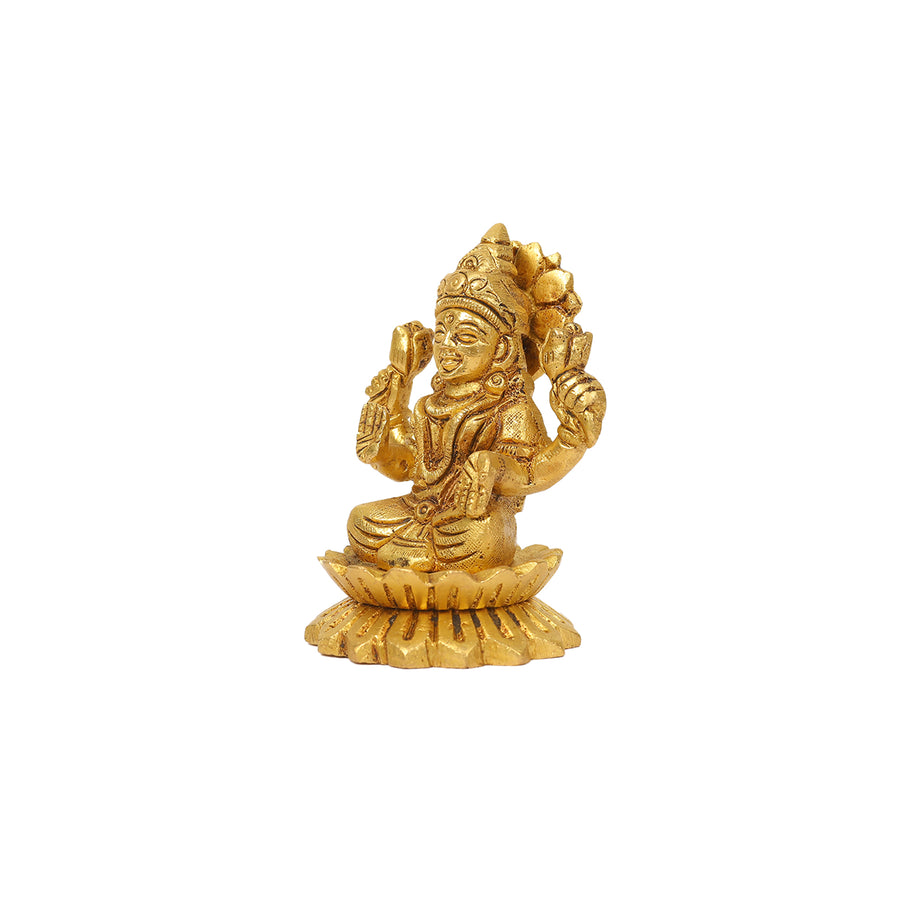 Brass Lakshmi Idol for Puja, Prosperity and Home Decoration