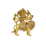 BRASS DURGA SITTING ON LION