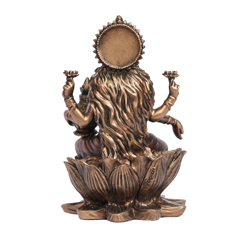 Poly Resin Goddess Lakshmi Idol Sitting on Lotus
