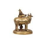 Brass Krishna with Cow Sculpture for Home Decor