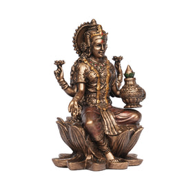 Poly Resin Goddess Lakshmi Idol Sitting on Lotus