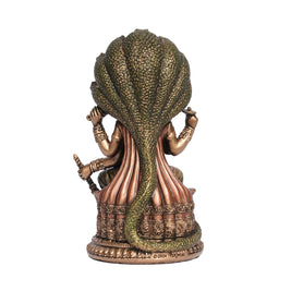 Handcrafted Poly Resin Lord Vishnu with Sheshnag Statue – Antique Finish Hindu God Idol for Home Décor & Pooja