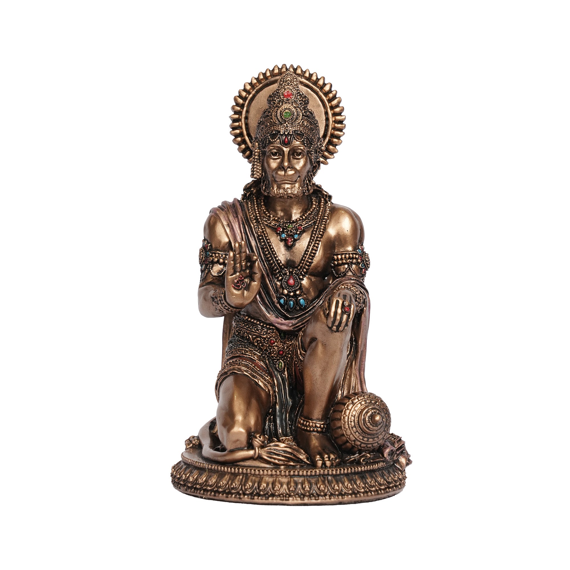 Handcrafted Poly Resin Lord Hanuman Statue – Antique Finish Bajrangbali Idol for Home Décor & Pooja