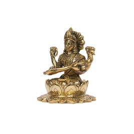 Handcrafted Solid Brass Goddess Saraswathi Statue for Home Temple & Decor