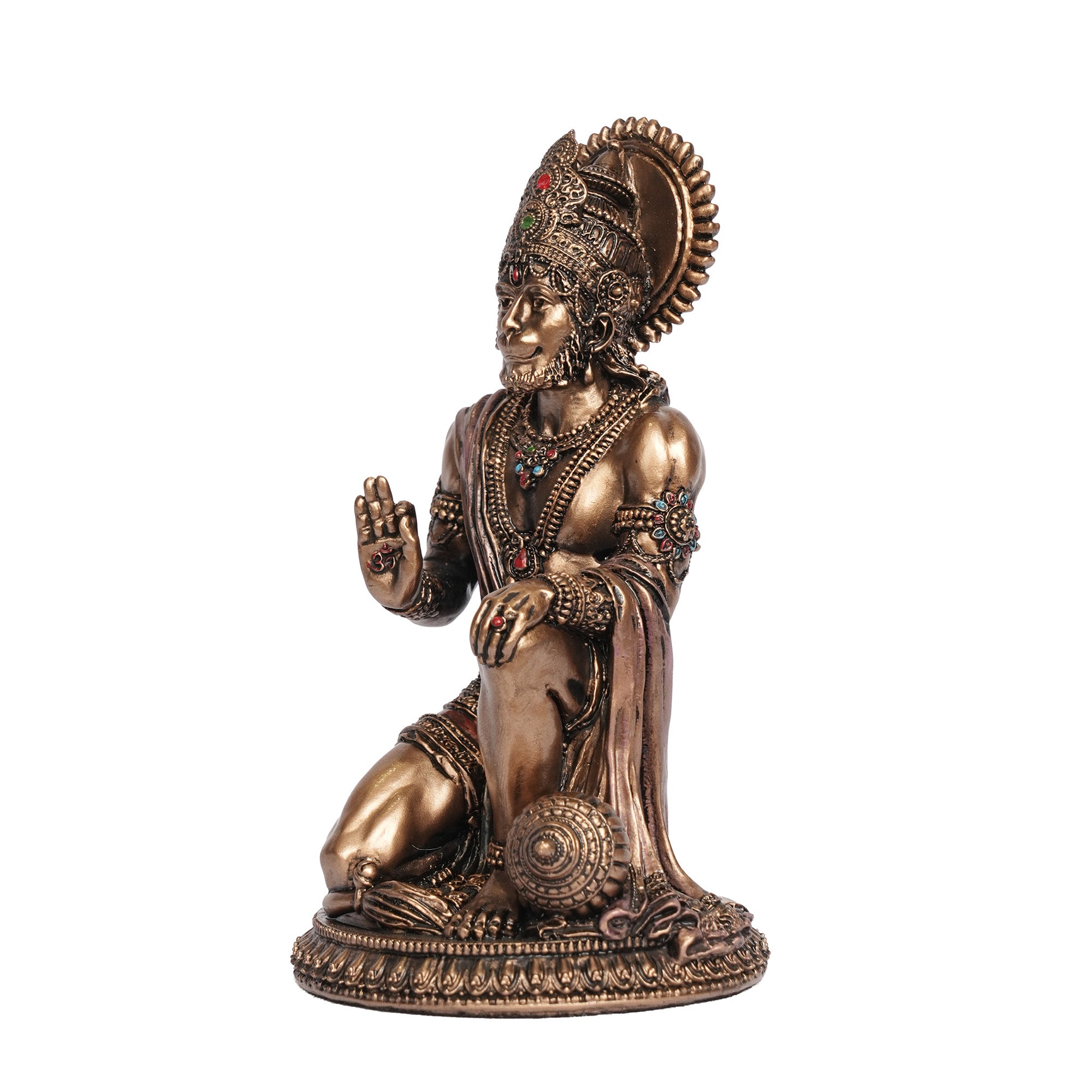 Handcrafted Poly Resin Lord Hanuman Statue – Antique Finish Bajrangbali Idol for Home Décor & Pooja