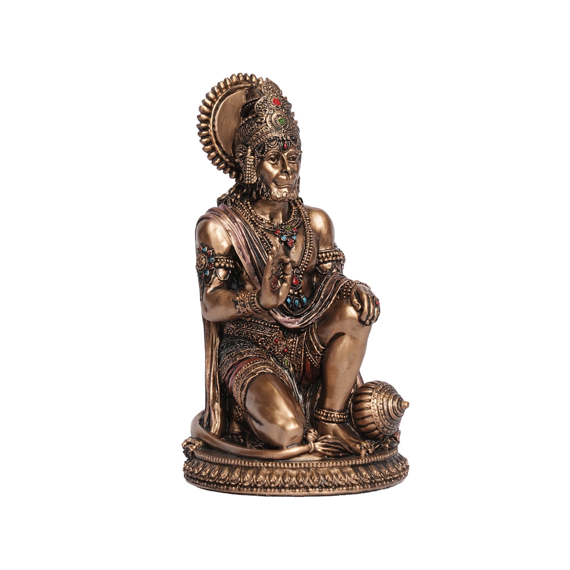 Handcrafted Poly Resin Lord Hanuman Statue – Antique Finish Bajrangbali Idol for Home Décor & Pooja