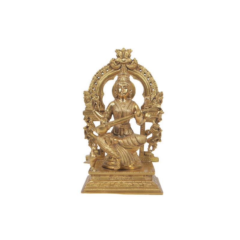 Bronze 9.5in Saraswathi Peeta Prabhavali