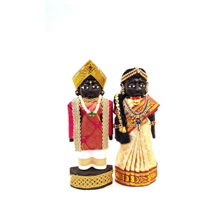 Handcrafted Wooden Traditional Dolls – Red & Cream – 7" Height