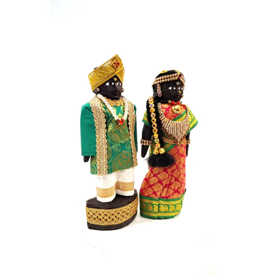 Handcrafted Wooden Traditional Dolls – Red & Green – 7" Height