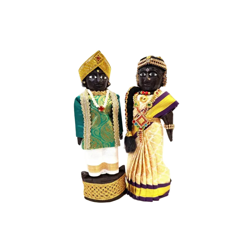 Handcrafted Wooden Traditional Dolls – Green & Cream – 8