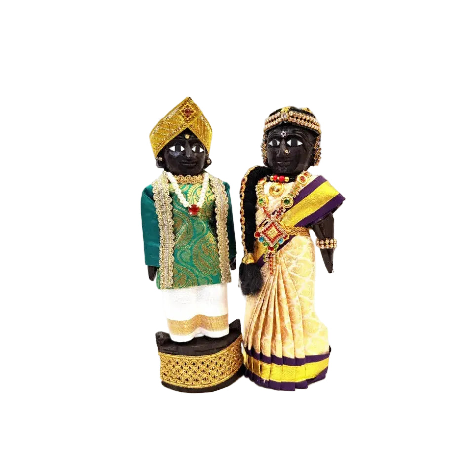 Handcrafted Wooden Traditional Dolls – Green & Cream – 8