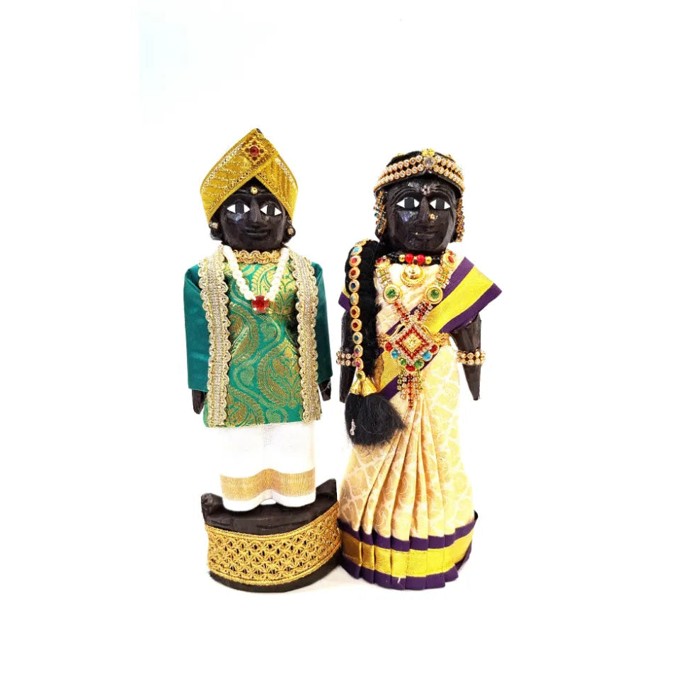 Handcrafted Wooden Traditional Dolls – Green & Cream – 8
